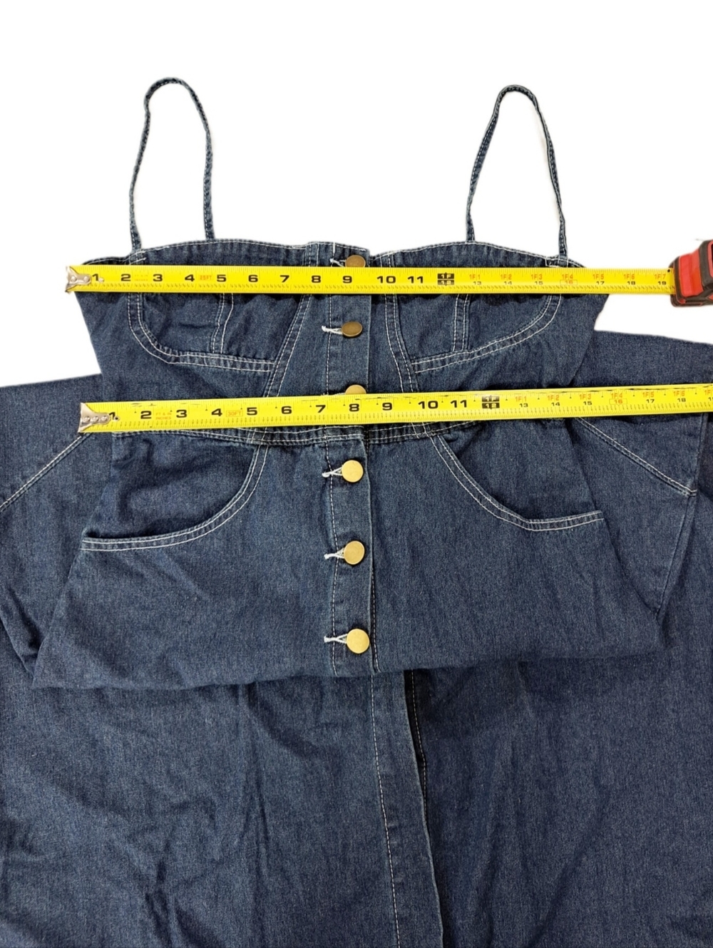 Denim Button-Front Maxi Dress - Dark Blue - Picture 10 of 12